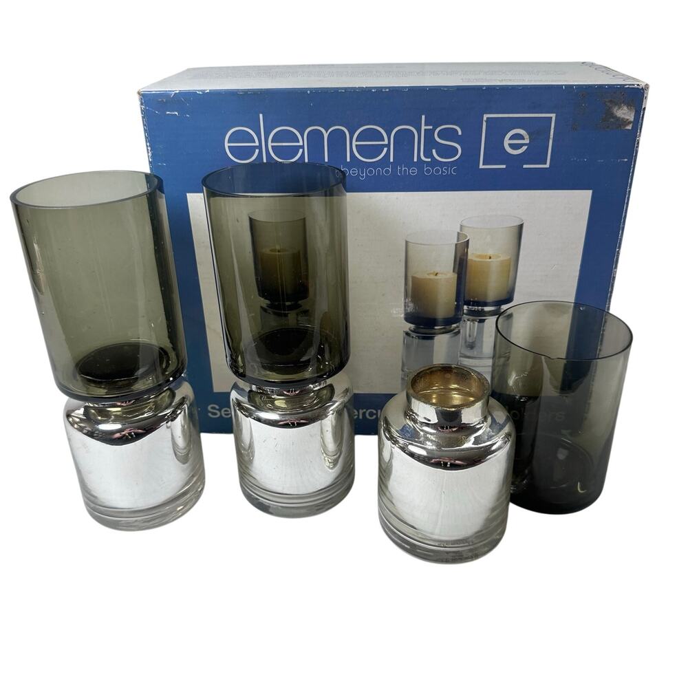 Vintage elements set of 3 mercury candle holders (1 broken)